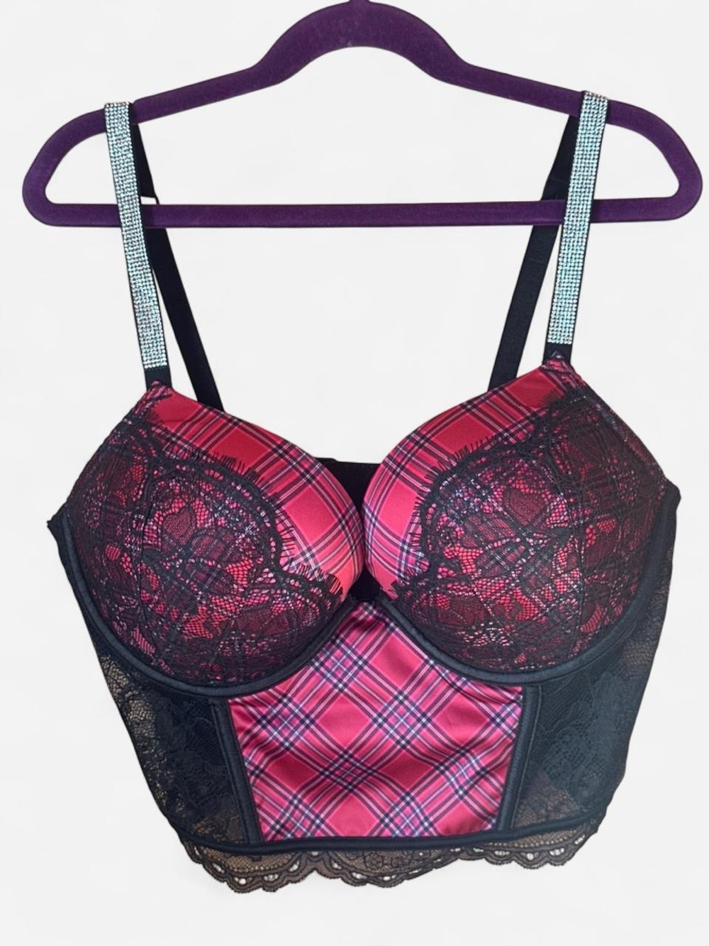 Women’s Victorias Secret Red Plaid Lace Bombshell Bra